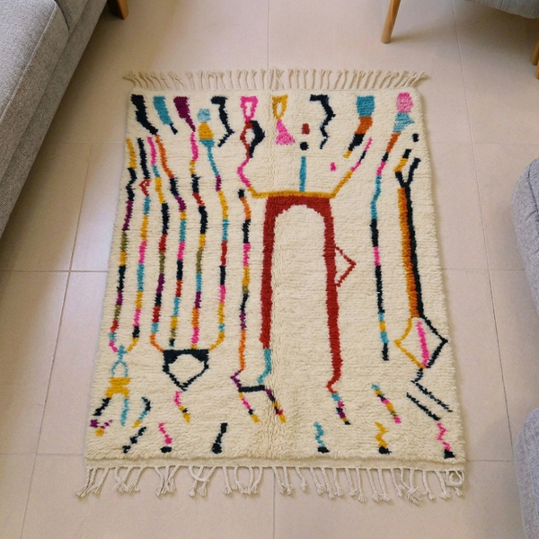 Azilal Ivory & Multicolor Confetti Berber Wool Rug