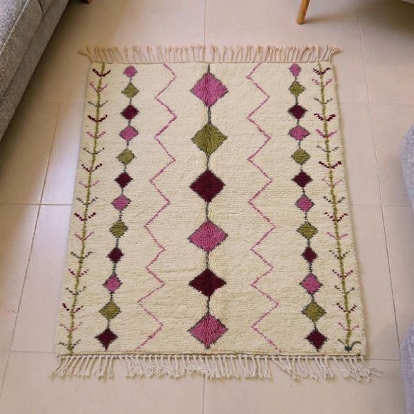 Azilal Plum & Olive Diamond Berber Wool Rug