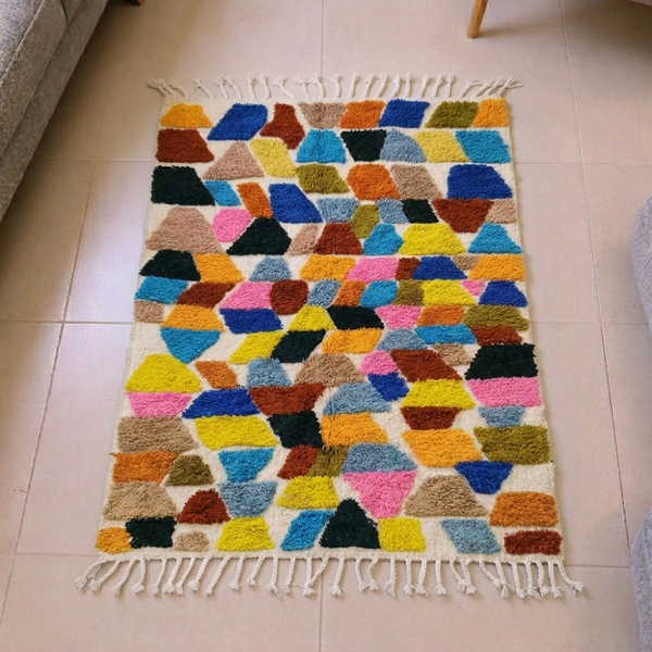 Beni Ourain Multicolor Mosaic Wool Rug
