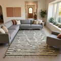 Ivory and black dash Beni Ourain rug in a bright contemporary room