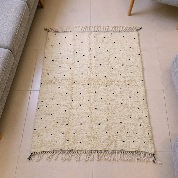 Beni Ourain Ivory & Black Dot Wool Rug