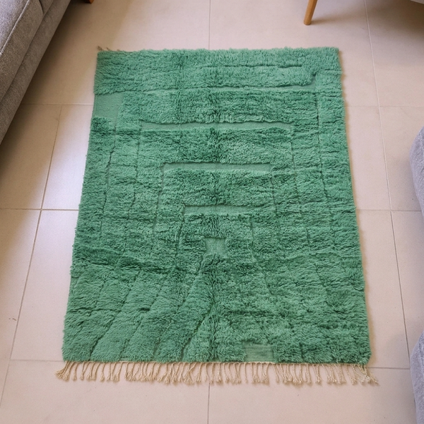 Beni Ourain Sage Green Solid Wool Rug