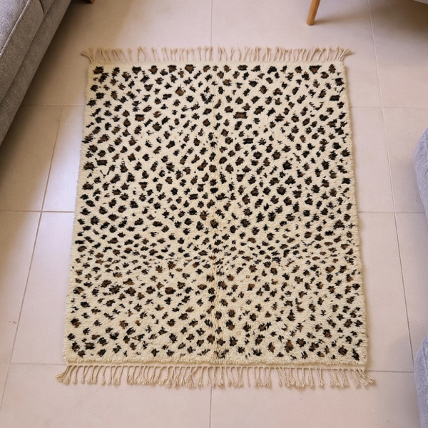 Beni Ourain Ivory & Black Speckle Wool Rug