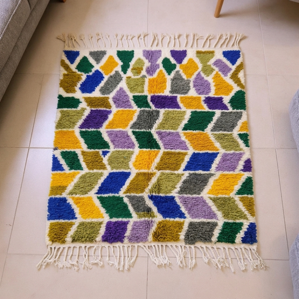 Beni Ourain Multicolor Chevron Wool Rug