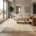 All-ivory textured diamond Beni Ourain rug in a calm modern living room