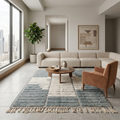 Grey and ivory stepped Beni Ourain rug in a modern living room