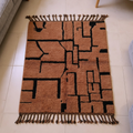 Beni Ourain brown and black maze wool rug, shown flat