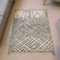 Beni Ourain ivory and black diamond village wool rug, shown flat