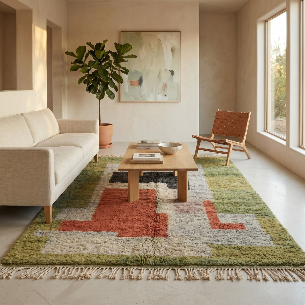 Mrirt Olive & Terracotta Color Block Rug