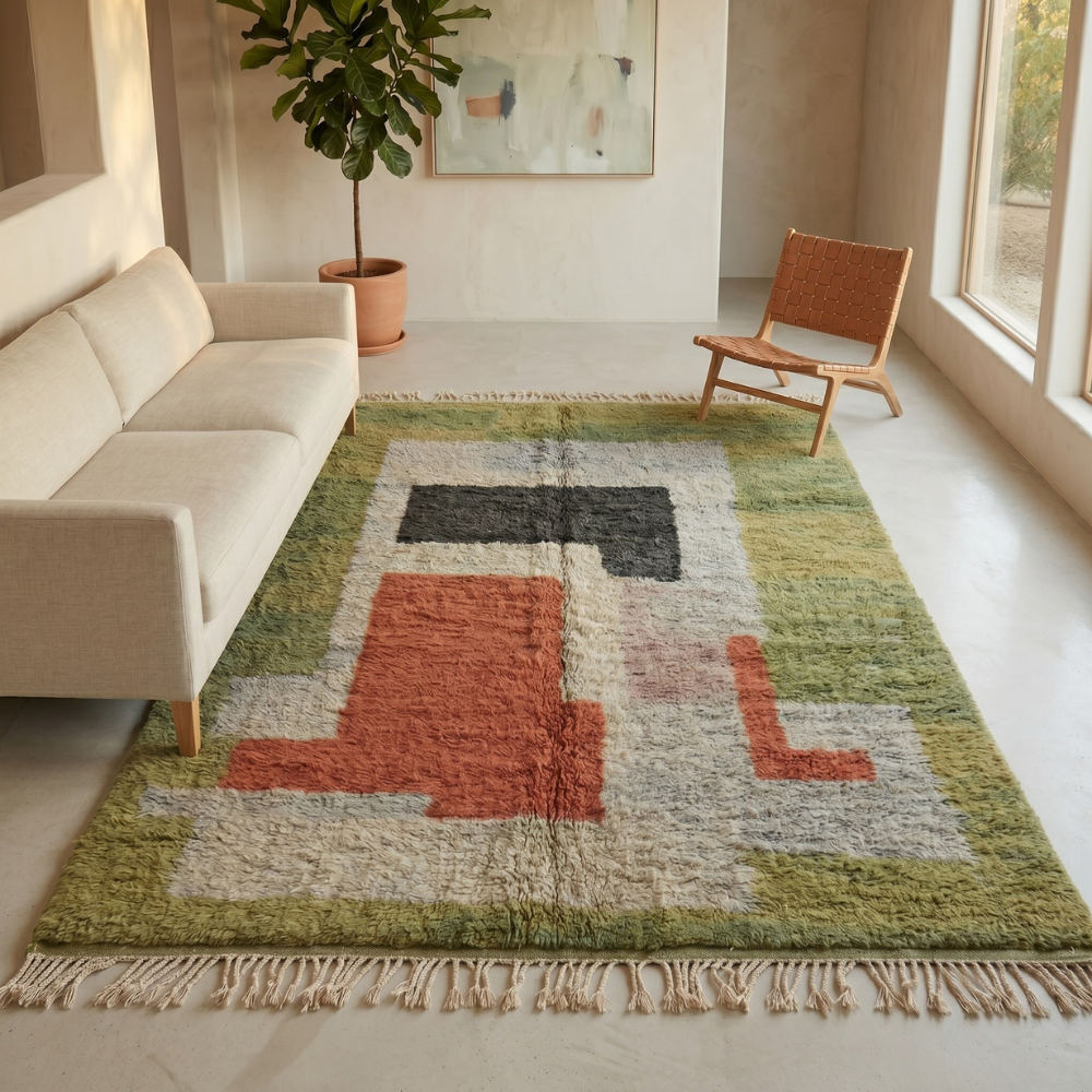 Mrirt Olive & Terracotta Color Block Rug