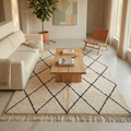 Ivory Diamond Mrirt Rug Detail — High Pile Texture Handwoven by Amazigh Artisans