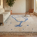 Ivory and Slate Blue Mrirt Rug Detail — Plush Pile Handwoven by Amazigh Artisans