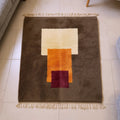 Mrirt Totem Premium Wool Rug Taupe Amber Burgundy — lifestyle view