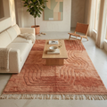 Terracotta Wave Mrirt Rug Detail — Carved Relief Handwoven by Amazigh Artisans