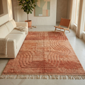 Terracotta Mrirt Rug Detail — Tonal Wave Texture Handwoven by Amazigh Artisans