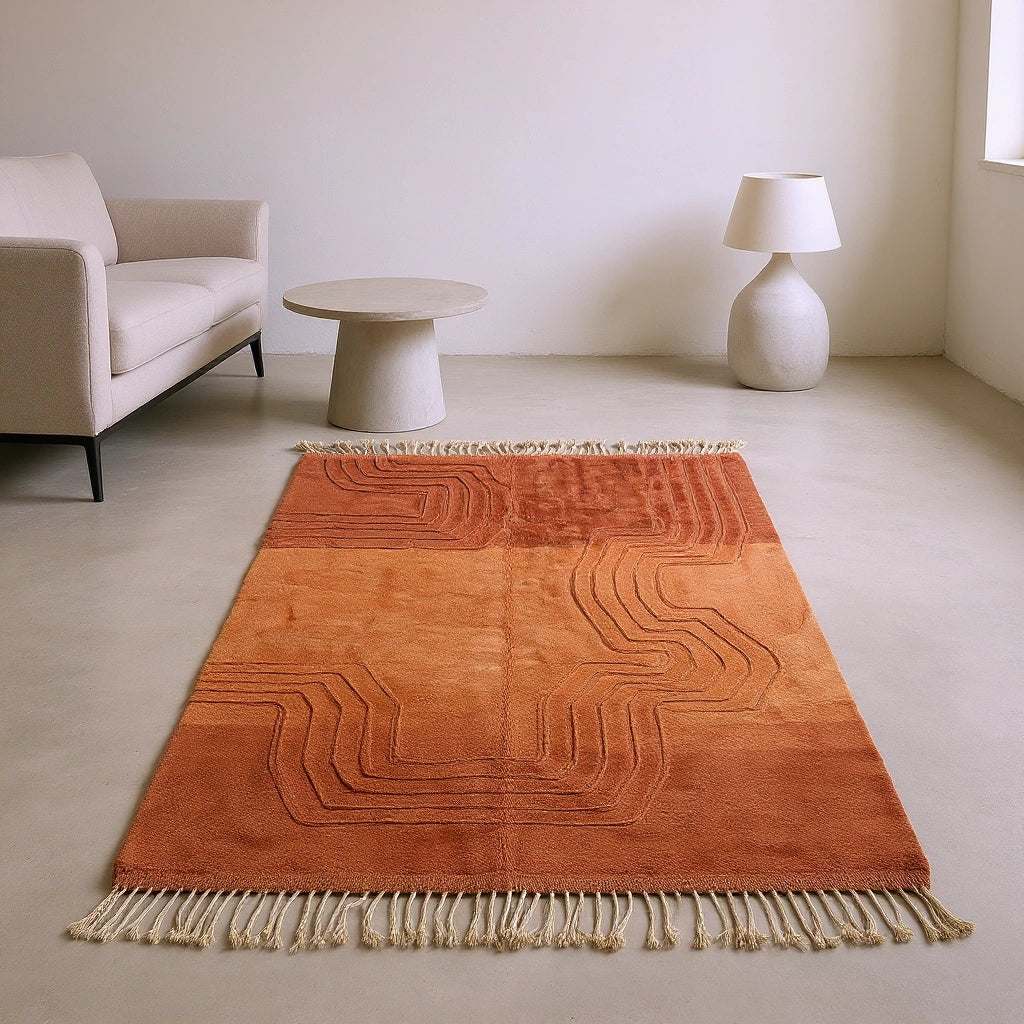 Mrirt Carved Terracotta Rug — Tonal Wave