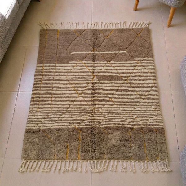 Mrirt Earth Tone Striped Plush Wool Rug