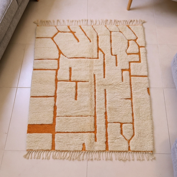 Mrirt Terracotta Maze Abstract Wool Rug