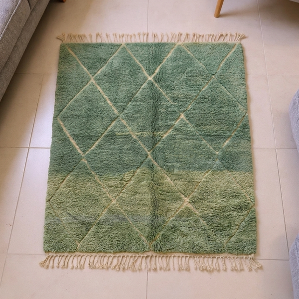 Mrirt Emerald Green Diamond Wool Rug