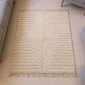 Mrirt Ivory Chevron Carved Plush Wool Rug