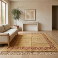 Camel and terracotta Moroccan Mrirt rug in a sunlit interior