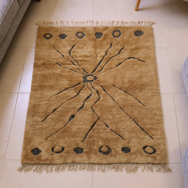Mrirt Camel Sunburst Abstract Wool Rug