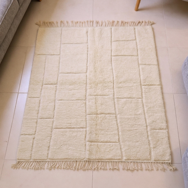 Mrirt Ivory Carved Brick Plush Wool Rug