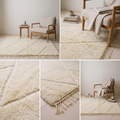 Mrirt Ivory Lozenge High-Pile Wool Rug