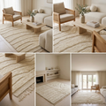 Mrirt Ivory Wave Carved Plush Wool Rug