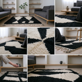 Beni Ourain Black & Ivory Abstract Wool Rug