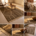 Mrirt Brown Abstract Line Wool Rug