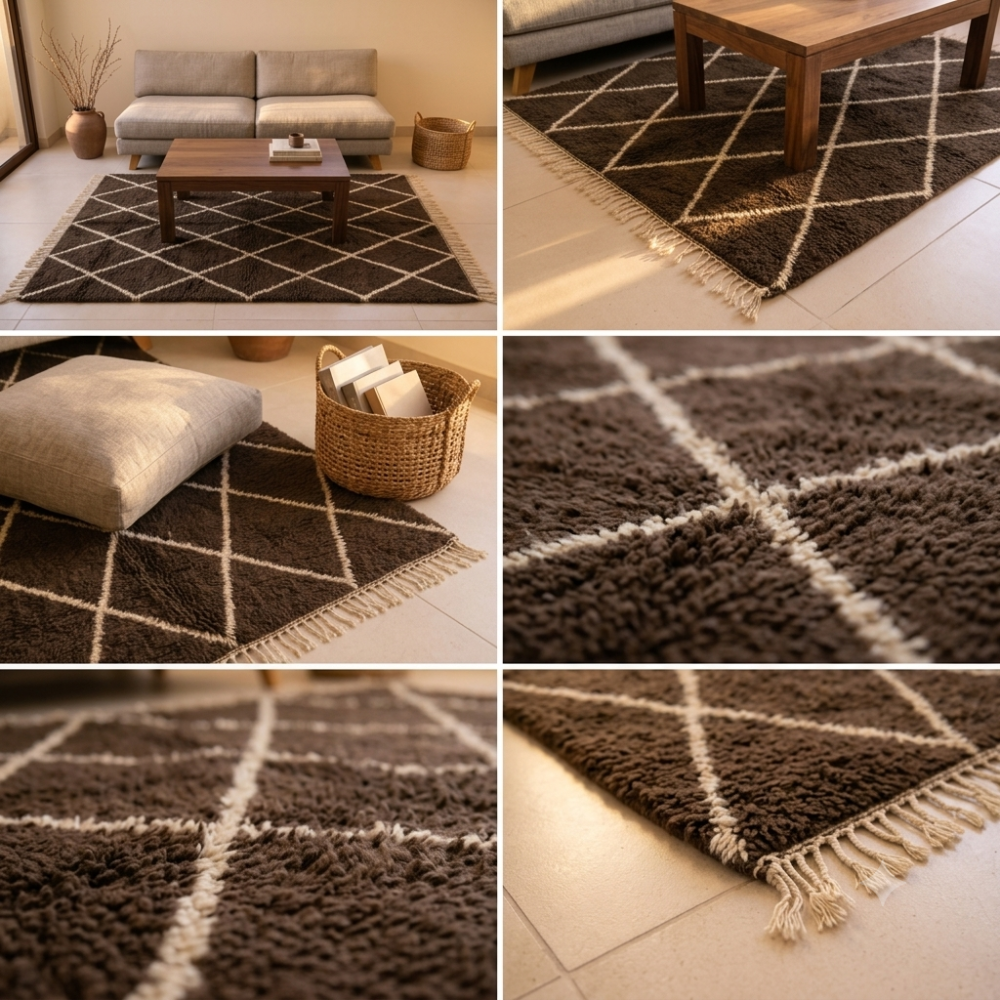 Mrirt Chocolate Brown Diamond Wool Rug