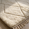 Mrirt Ivory Lozenge High-Pile Wool Rug