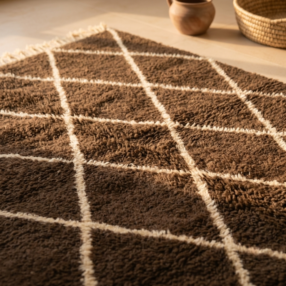 Mrirt Chocolate Brown Diamond Wool Rug