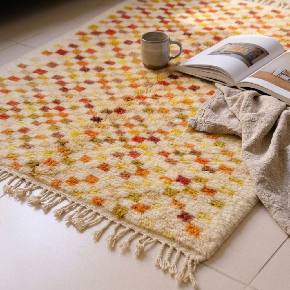 Mrirt Multicolor Checkerboard Wool Rug