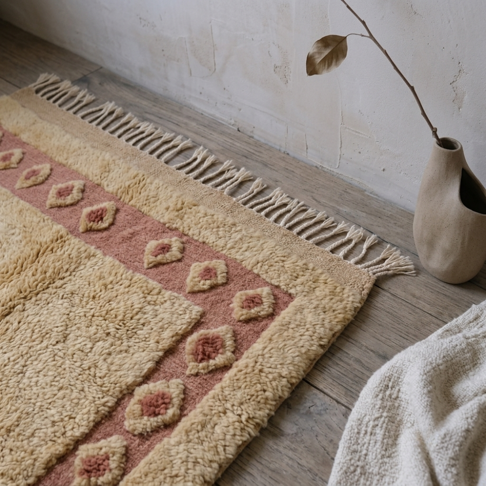 Mrirt Golden Bordered Wool Rug