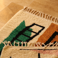 Azilal Abstract Modern Art Berber Wool Rug — Ivory & Emerald
