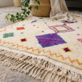 Azilal Ivory & Multicolor Diamond Berber Wool Rug
