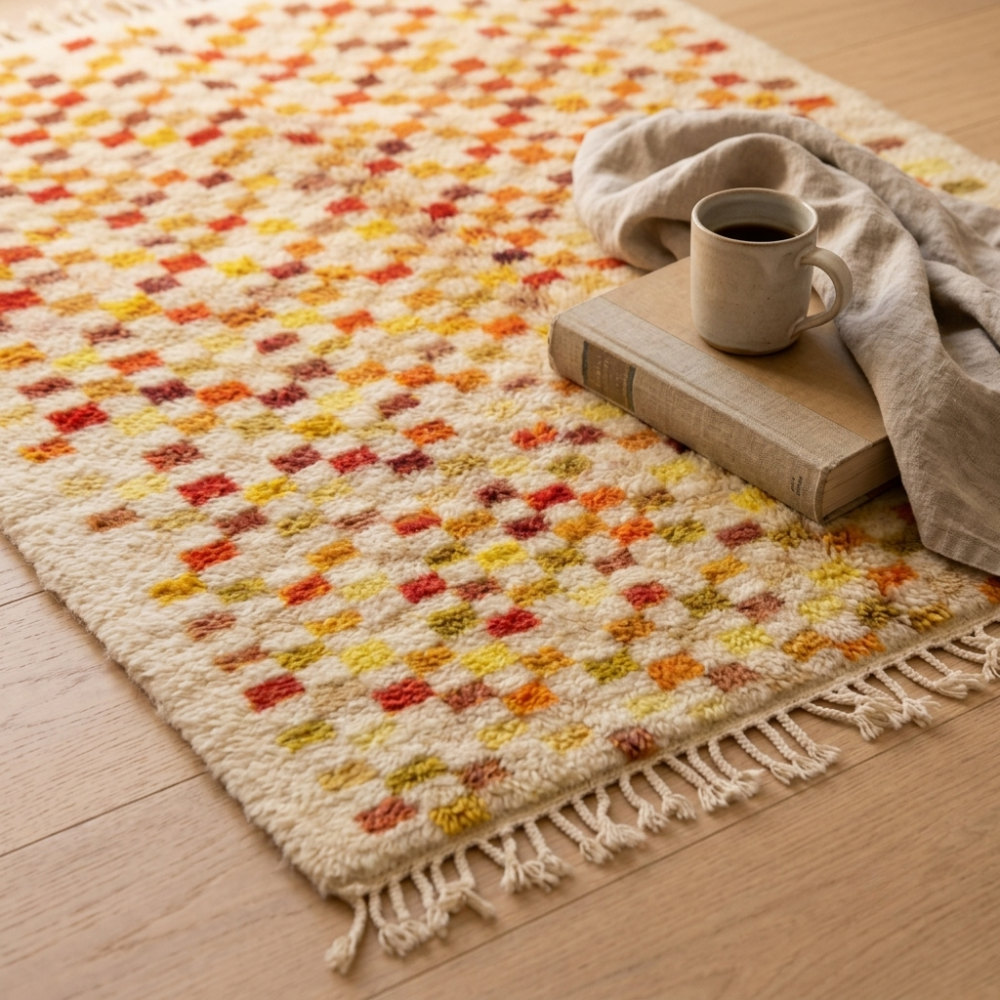 Mrirt Multicolor Checkerboard Wool Rug