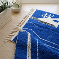 Beni Ourain Cobalt Blue Abstract Wool Rug