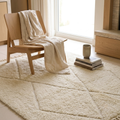 Mrirt Ivory Lozenge High-Pile Wool Rug