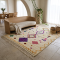 Azilal Ivory & Multicolor Diamond Berber Wool Rug