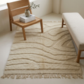 Mrirt Ivory Wave Carved Plush Wool Rug