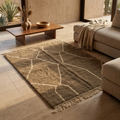 Mrirt Brown Abstract Line Wool Rug