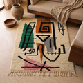 Azilal Abstract Modern Art Berber Wool Rug — Ivory & Emerald