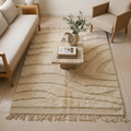 Mrirt Ivory Wave Carved Plush Wool Rug