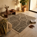 Mrirt Brown Abstract Line Wool Rug