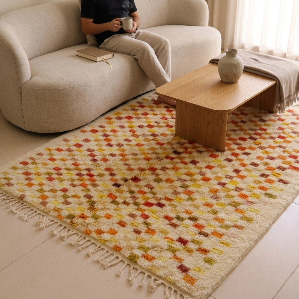 Mrirt Multicolor Checkerboard Wool Rug