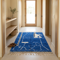 Beni Ourain Cobalt Blue Abstract Wool Rug
