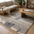 Mrirt Indigo Abstract Feather Wool Rug